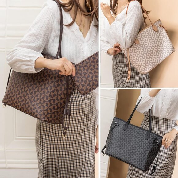 Handbags for Women Leather Top Handle Satchel Shoulder Bags with Small Wallet - Picture 3 of 7